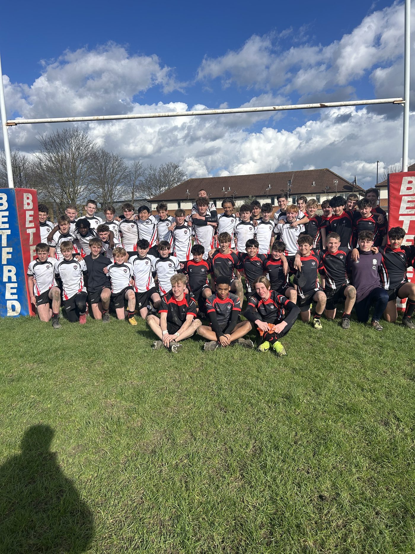 U14 Boys team photo under the posts at New River Sports Complex