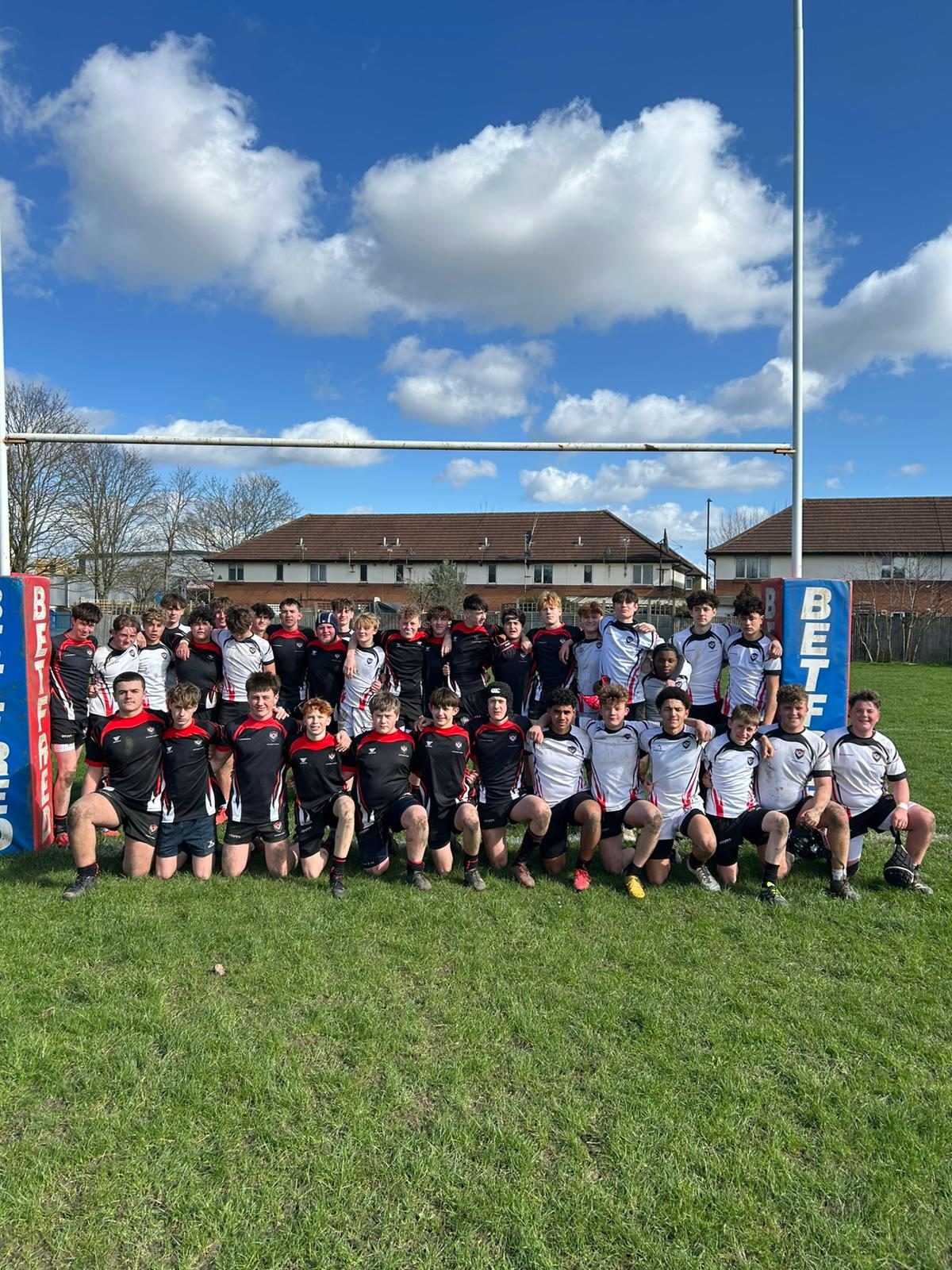 U15 Boys team photo under the posts at New River Sports Complex